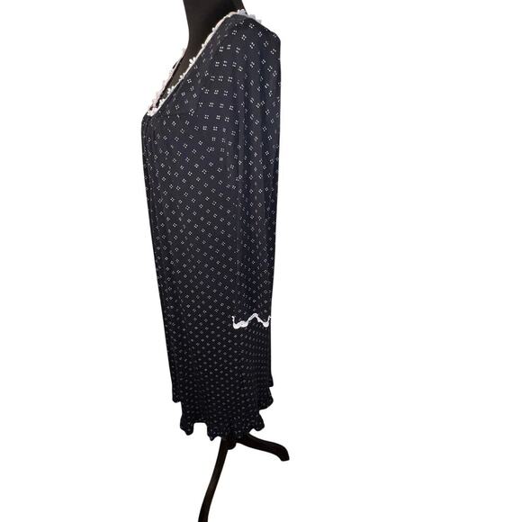 Eileen Fisher West size S maxi ruffle scoop gathered long sleeve nightgown - Picture 2 of 9